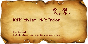 Küchler Nándor névjegykártya